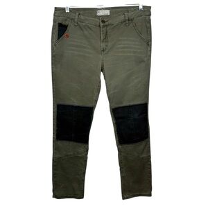Free People Military Cargo Patched Knee Canvas Pants Art Deco Upcycled Size 10